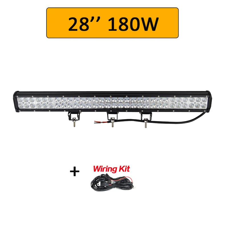 28in 180W wiring Auxtings 1" 22" 20 дюймов 12 в 24 В внедорожный светодиодный светильник, комбинированный точечный прожектор 2" 126 Вт светодиодный рабочий светильник для джипа автомобиля 4WD грузовика внедорожника ATV - Цвет: 28in 180W wiring