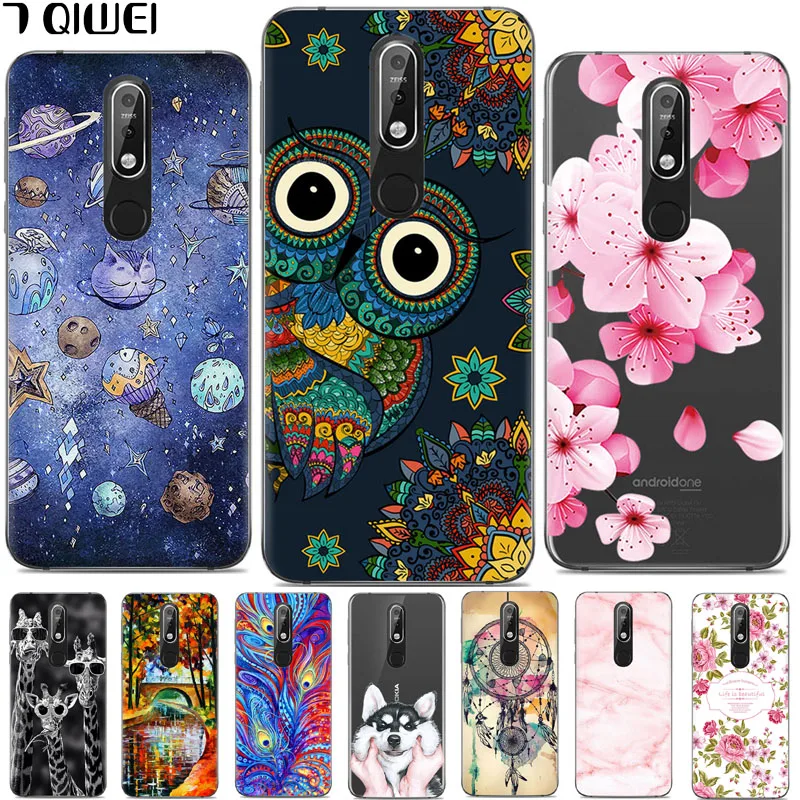 

For Nokia 7.1 Case Silicone Soft Painting Case For Nokia 7.1 Case Cover Coque for Nokia7.1 Thin Transparent 5.84'' Flower 2018