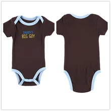Autumn 1 Piece Cotton Style Baby Girl Boy Clothes Short Sleeve Daddy’s Big Guy New Born Body Baby Ropa Brown Baby Bodysuit r035