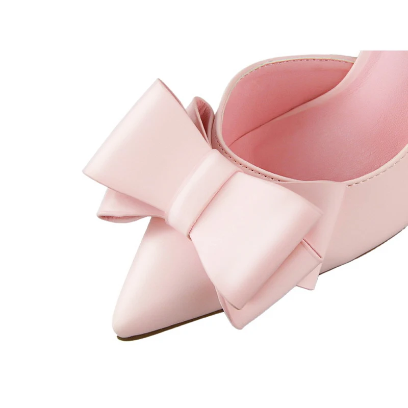 BIGTREE Women Pumps Leisure High Heels Fashion Butterfly knot Shoes Pointed Toe Wedding Shoes Bride Women Heels Shoes Pink White