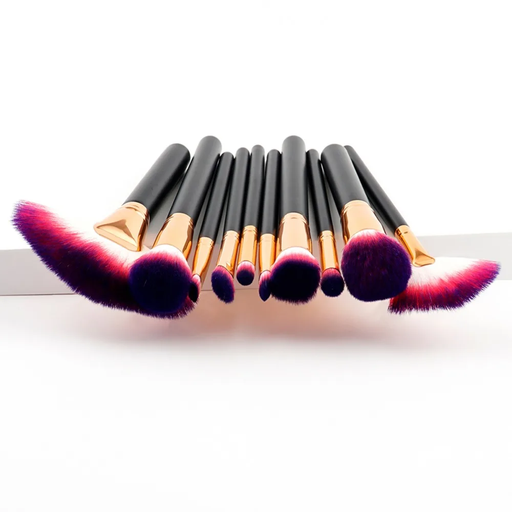 10 шт Pro Make Up Brush Set Высокое качество лица смешивания кисти Наборы Красота волосы пудра выделить контур кисти