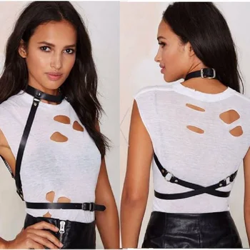 

Women Sexy Fashion Stud Punk harness Goth Handmade Leather Body Bondage rivet O-round cross Waist Belt chest belt free shipping