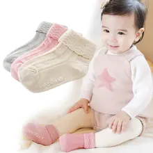 Носки для девочек, 1 пара носки-тапочки для малышей и для новорожденных Нескользящие милые хлопковые носки 0-4year