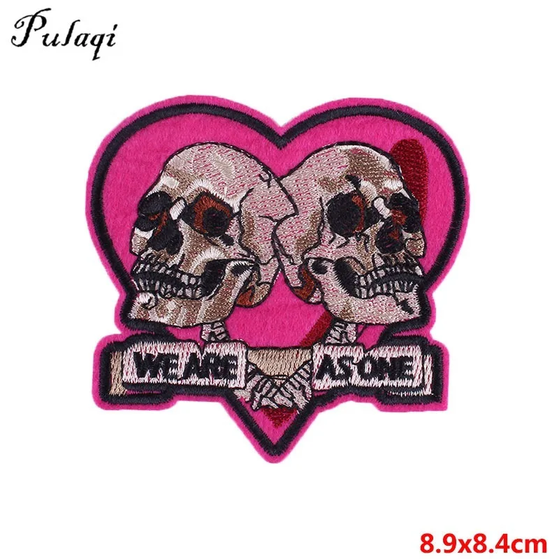 

Pulaqi Skull Skeleton Iron On Patches Embroidery Patches Applique For Clothes Badge Motorcycle Stickers F