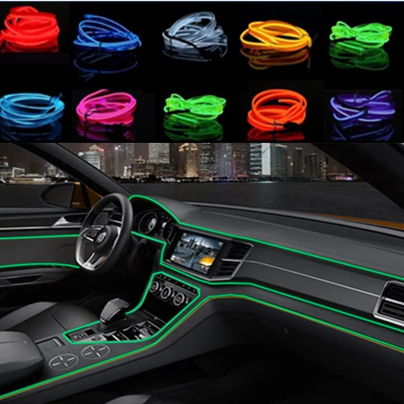 Car Interior LED EL Wire Rope Tube Line strip For honda civic crv