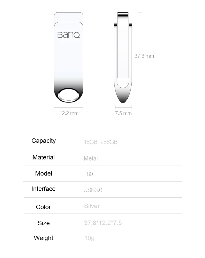 BanQ F80 64 ГБ и 128 Гб 32 GB USB 3,0 Flash накопители мода высокоскоростной металлический Водонепроницаемая ручка USB накопитель Бесплатная доставка