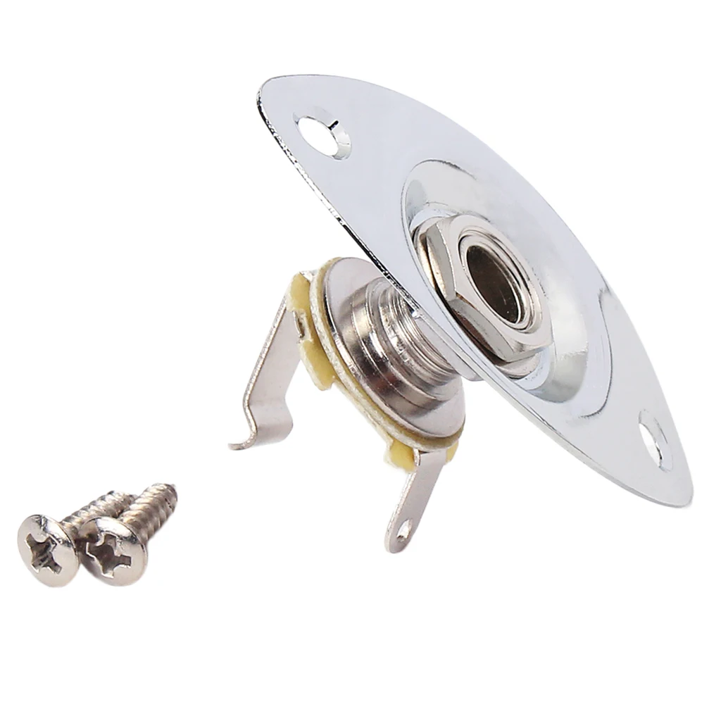 1/4'' 6.35mm Oval Indented Guitar Jack Socket Plate with Neck Plate for Fender Strat Tele Guitar