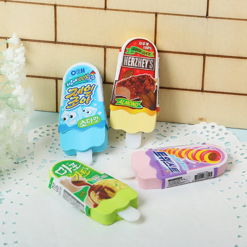 

1PC New High Quality Kawaii Eraser Ice Cream Eraser Escolar Rubber for Kids School Supplies