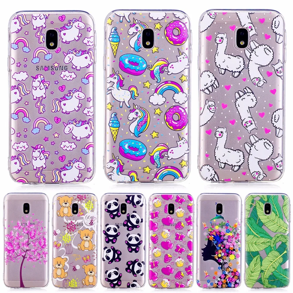 

European version Ultra Soft TPU Case for Samsung Galaxy J3 J5 J7 2017 EU Flower Plants Panda Cartoon Pattern Silicone Phone Case