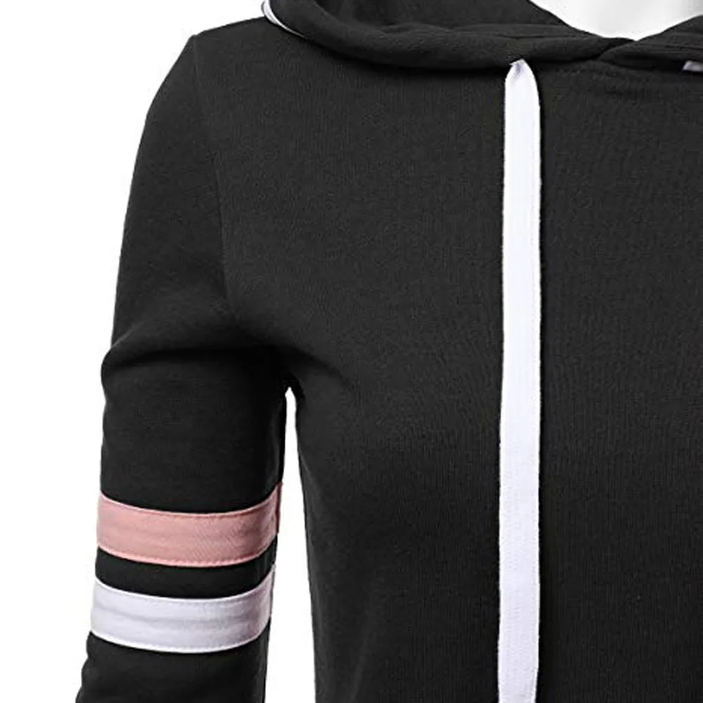  Womail hoodie Sweatshirts women's hoodies Stripe Sweatshirt Long Sleeve Blouse Hooded Pocket Pullov