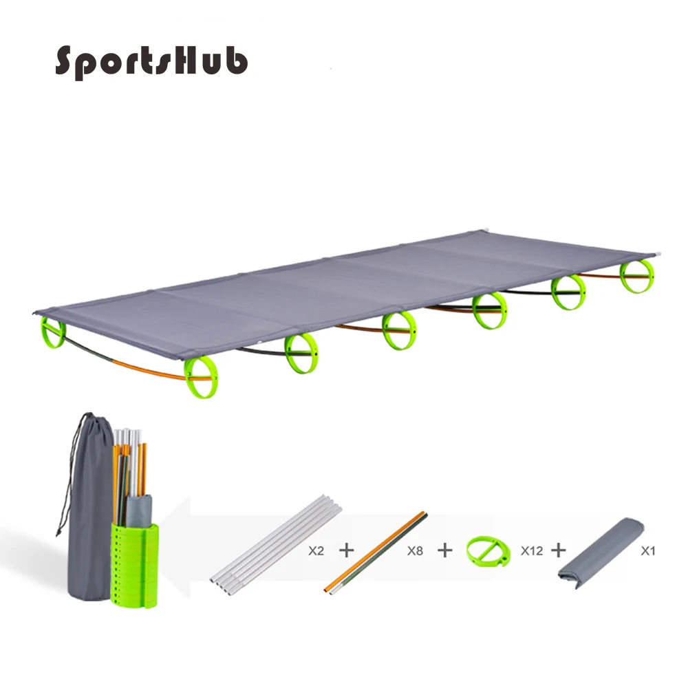 

SPORTSHUB 1.3KGS 1800*580*100 MM Protable Outdoor Nap Bed Ultralight Aluminium Alloy Folding Bed Portable Camping Bed