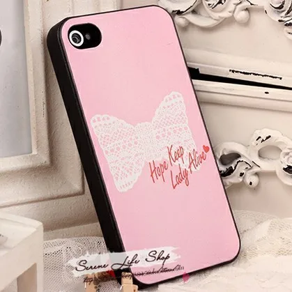 Hot sale!Beautiful protective phone case for iphone5 with pink lacy bow pattern style ---Artistic Colored Drawing |