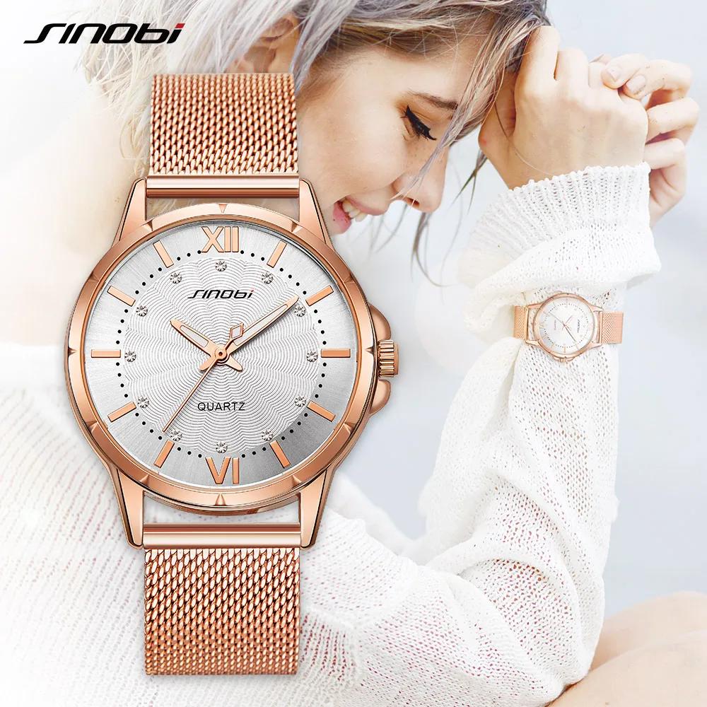 

SINOBI ladies watch luxury luxury brand rose gold fashion watch fashion casual ladies watch quartz watch Montre Feminino