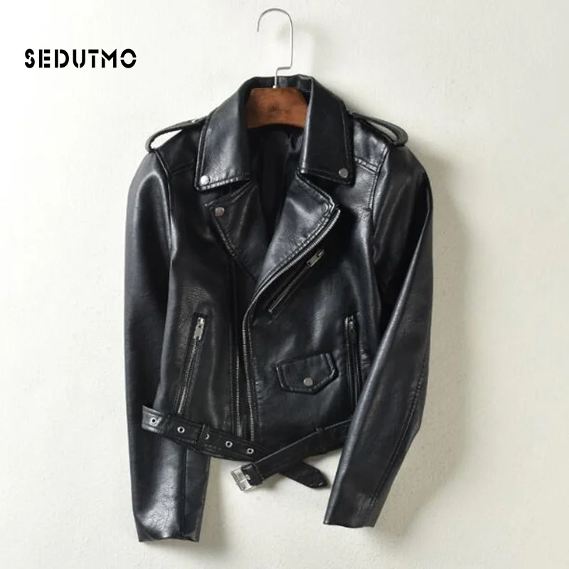 SEDUTMO весенняя куртка из искусственной кожи размера плюс 3XL Женская Черная панк куртка Осенняя байкерская куртка мотоциклетная верхняя одежда ED144