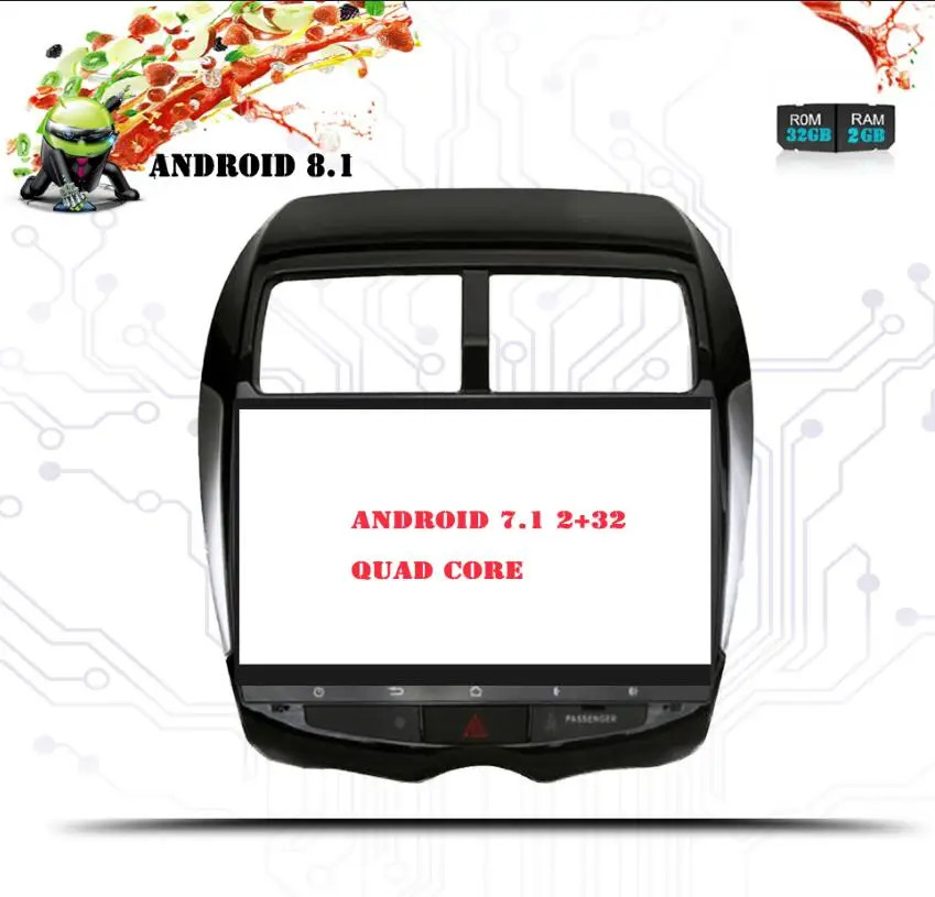 Ips Восьмиядерный Android автомобильный dvd для Mitsubishi ASX 2010- с gps-навигацией Радио Видео автомобильный стерео Мультимедийный Плеер - Цвет: Android 7.1 2G 32G