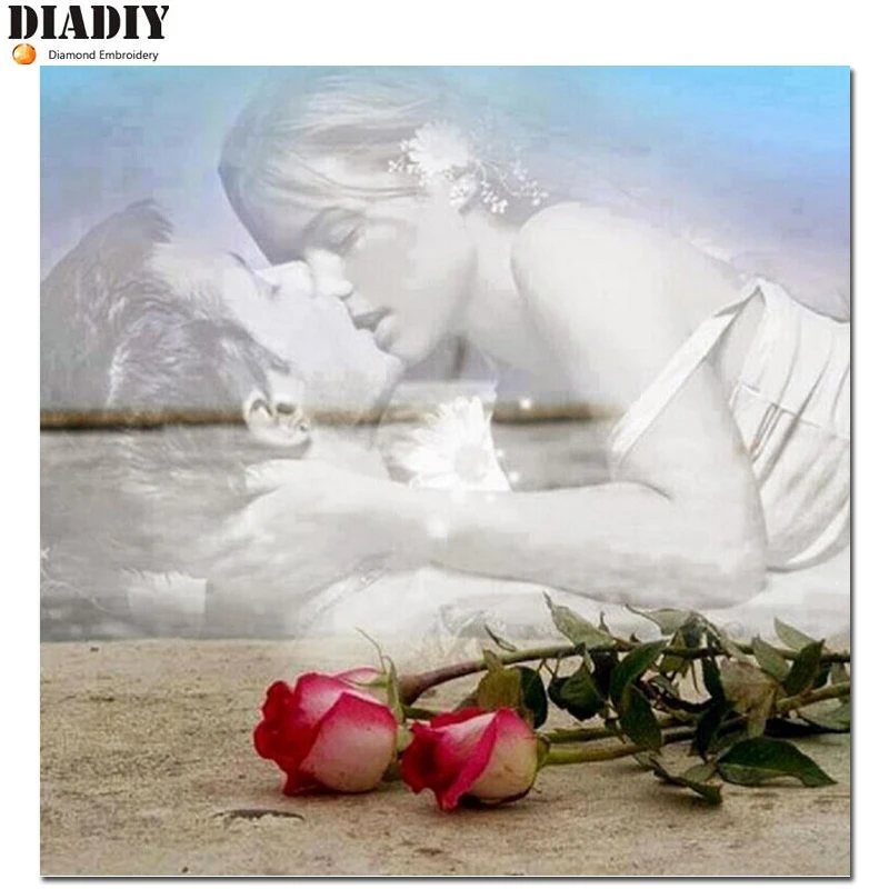 

5D DIY Diamond Painting Couple roses Embroidery Full round Diamond Cross Stitch Rhinestone Mosaic Painting Home Decor Gift