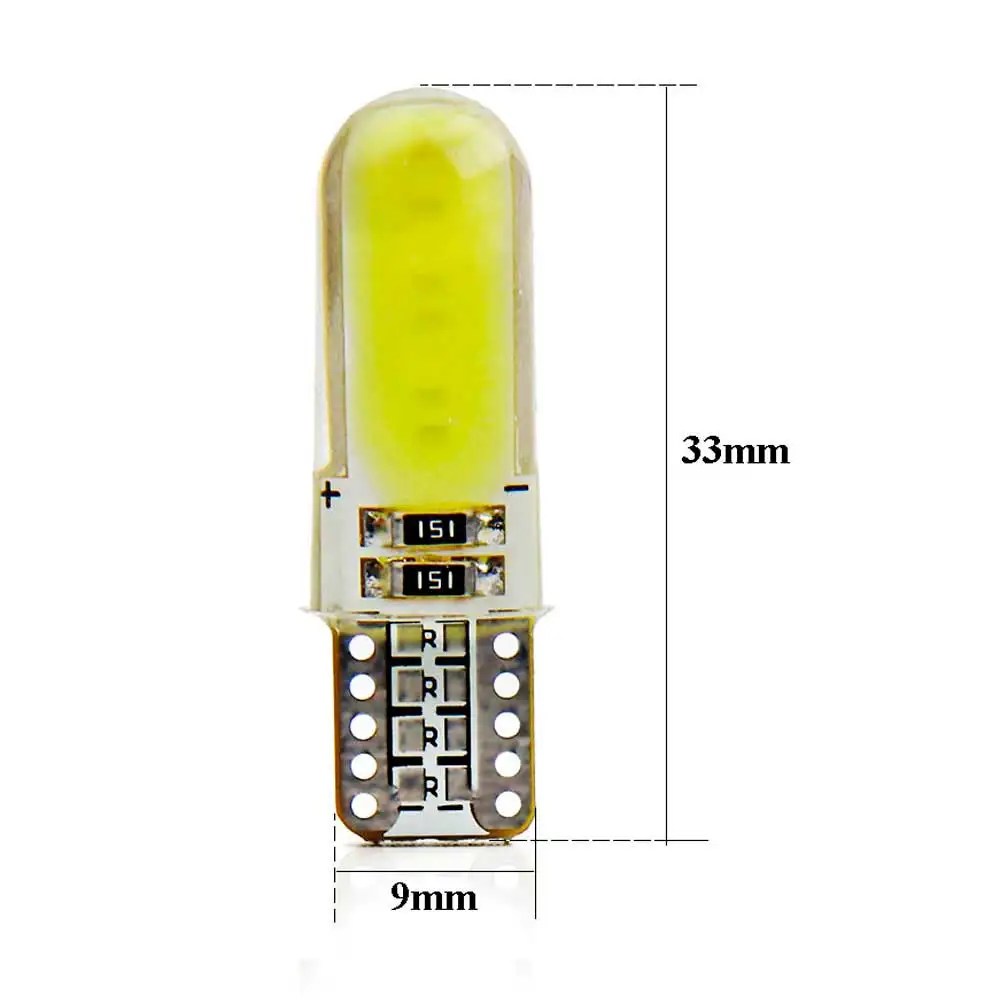 T10 светодиодный WY5W W5W COB 194 2825 светодиодный силикагель водонепроницаемый клиновидный светильник габаритный автомобильный фонарь для чтения купольная лампа авто парковочные лампы DC 12V