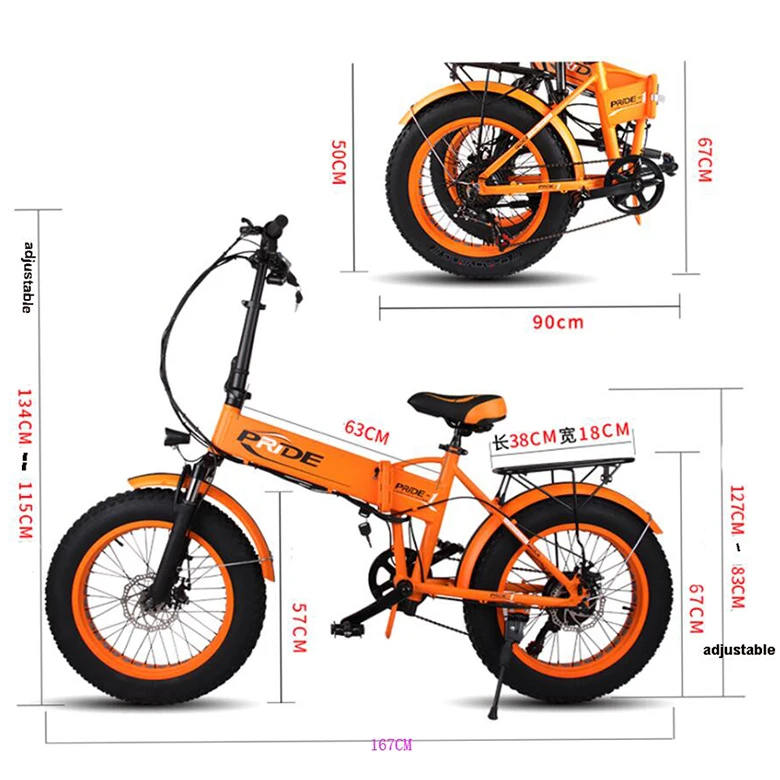Best Electric bike 20" 4.0 Fat Tire bike Aluminum Foldable electric Bicycle 48V12A Lithium Battery 350W Powerful Mountain/Snow e bike 30