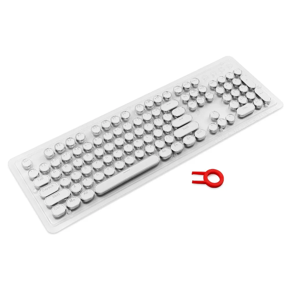 Steampunk Keycaps For Mechanical Keyboard Typewriter PBT Round Metal