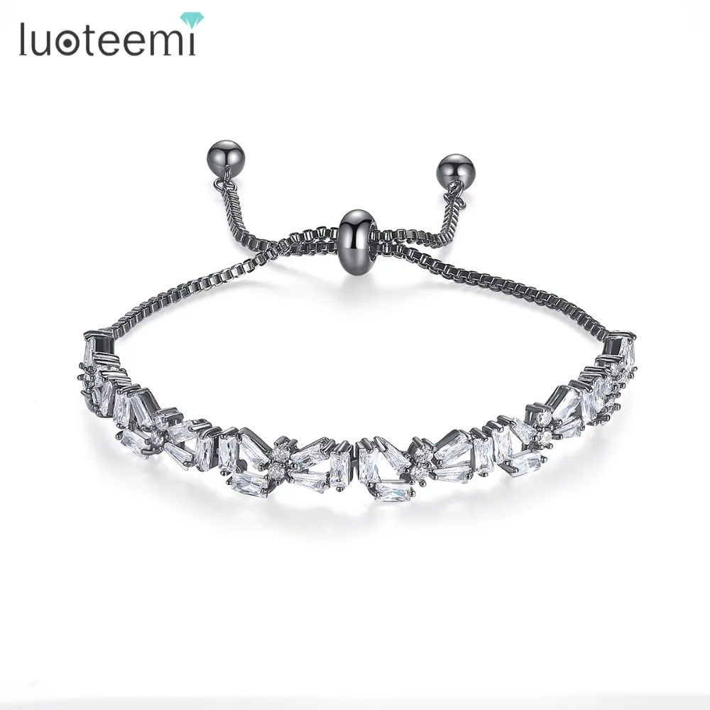 

LUOTEEMI Luxury Cubic Zirconia Exquisite Bracelets & Bangles For Women High Quality Adjustable Slide Lock Bracelets Ladies