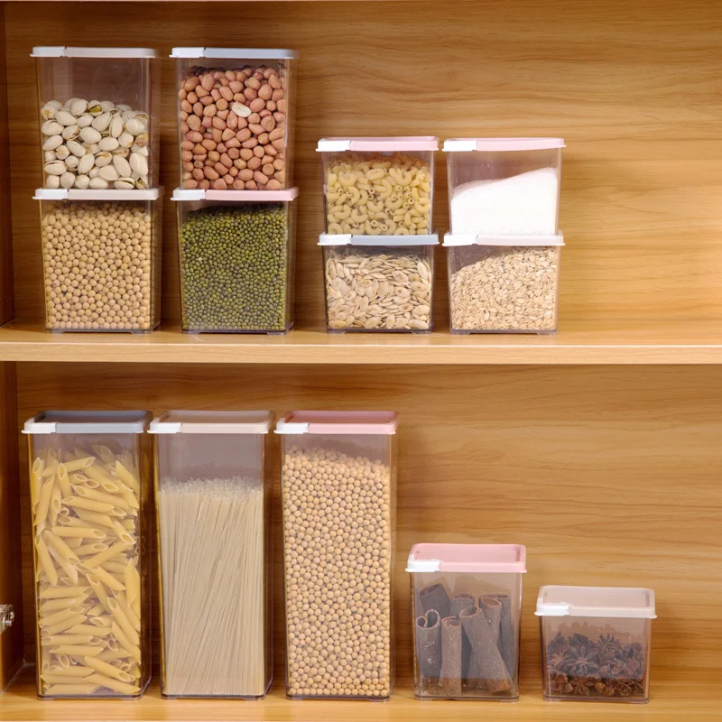 

Rectangular food storage bottle transparent grains noodles milk moisture-proof powder jar storage box organizer tank XI327948