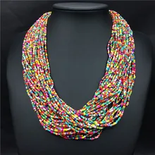 7 Mix color nuevo hechos a mano de bohemia moda multilayers resina rocalla cadena gargantilla colgante collar babero de la joyería envío gratis