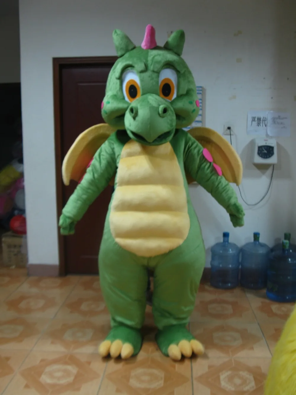 Adult cartoon character cute green dragon Mascot Costume ...