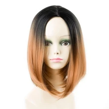 ELEGANT MUSES 10inch Synthetic Ombre Short Bob Wigs Cosplay Hair Wigs For Black Women High Density Wig Heat Resistant