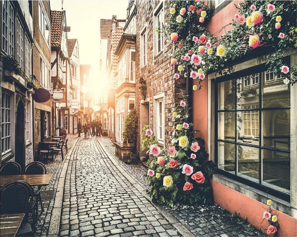 Beibehang خلفية تلفزيون رائعة مدينة جميلة قرية رومانسية خلفية تلفزيون Papel De Parede De Paredewallpaper Beautiful Aliexpress