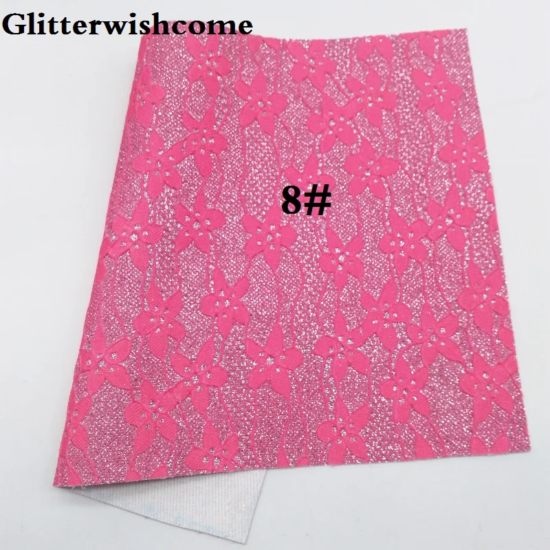 Glitterwishcome 21X29 см A4 размер винил для бантов флуоресцентная кружевная блестящая кожаная ткань винил для бантов, GM086A