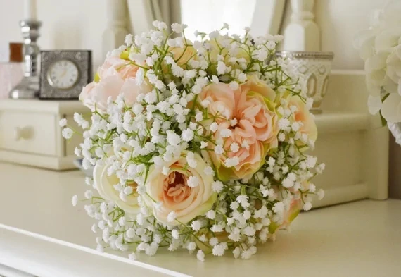 baby's breath bridesmaid bouquet