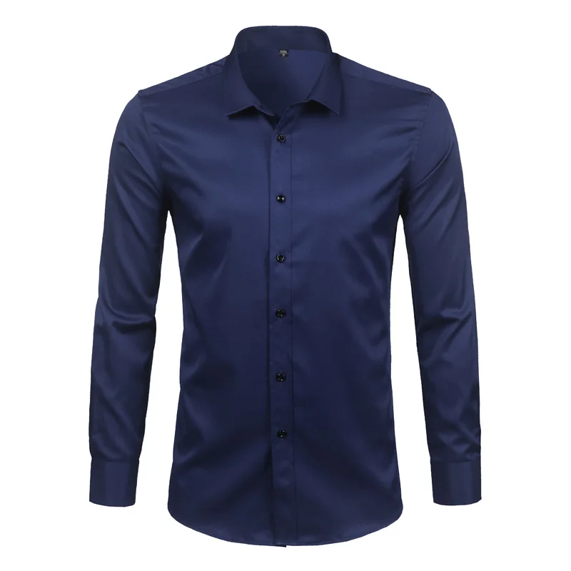 pink short sleeve shirt Men's Bamboo Fiber Dress Shirts Slim Fit Solid Long Sleeve Causal Button Down Shirts Men Elastic Non Iron Easy Care Formal Shirt short sleeved shirts Shirts