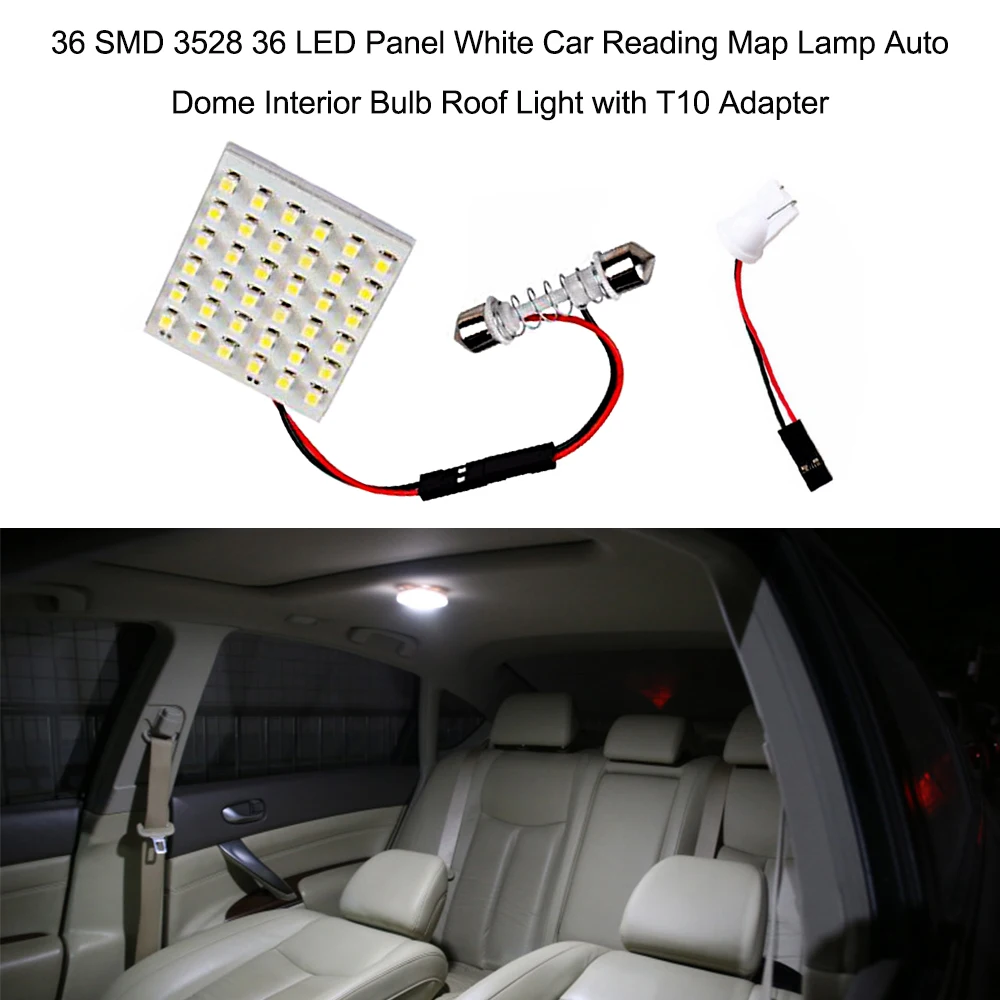 48 SMD 3528 48 светодиодный панель белая автомобильная лампа для чтения карты Авто купольная интерьерная лампа на крышу светильник с адаптером T10