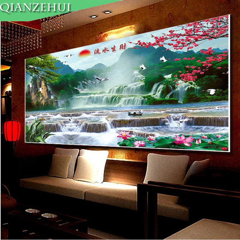 QIANZEHUI алмазная вышивка круглая Алмазная водная живопись богатые полные стразы 5D