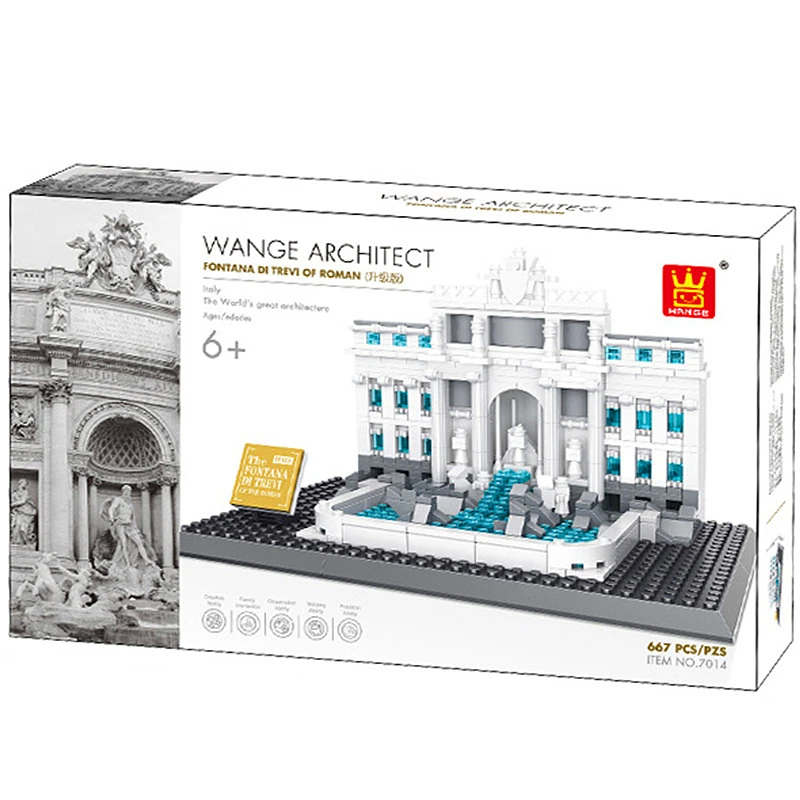 667 шт WANGE architecture Fontana di Trevi строительные блоки наборы кирпичей классический город Skyline Модель Дети подарок игрушки