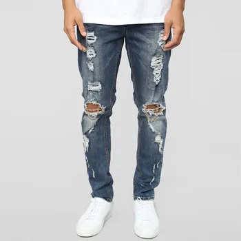 

iSurvivor 2019 Men Spring Summer Ripped Hole Jeans Denim Pants Trousers Male Casual Fashion Skinny Pencil Pants Streetwear Men
