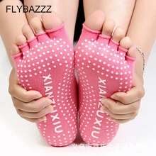 New Half Toe Yoga Socks Women Non-Slip Peep Toe Anti-Slip Pilates Ankle Grip Durable Open Half Five Fingers Cotton Yoga Socks weanas® half toe yoga pilates toe socks with grips
