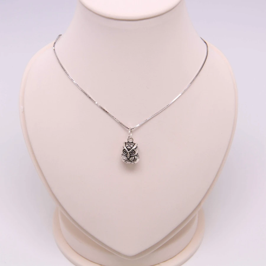 

Thomas 925 Sterling Silver Owl Pendant & Snake Bone Necklace Necklace, Rebel Heart Jewelry for Gift Women TS-NB203