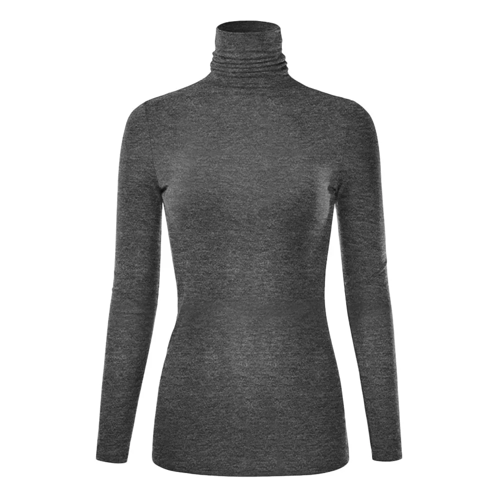 

Women Winter Warm Lightweight Basic Long Sleeve T Shirts Turtle Neck Pullover Top Casual Sleepwear Shirt Female Slim Tee Shirt