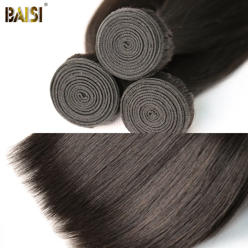 BAISI волосы Необработанные индийские натуральные волосы прямые волосы плетение 3 пучка человеческих волос