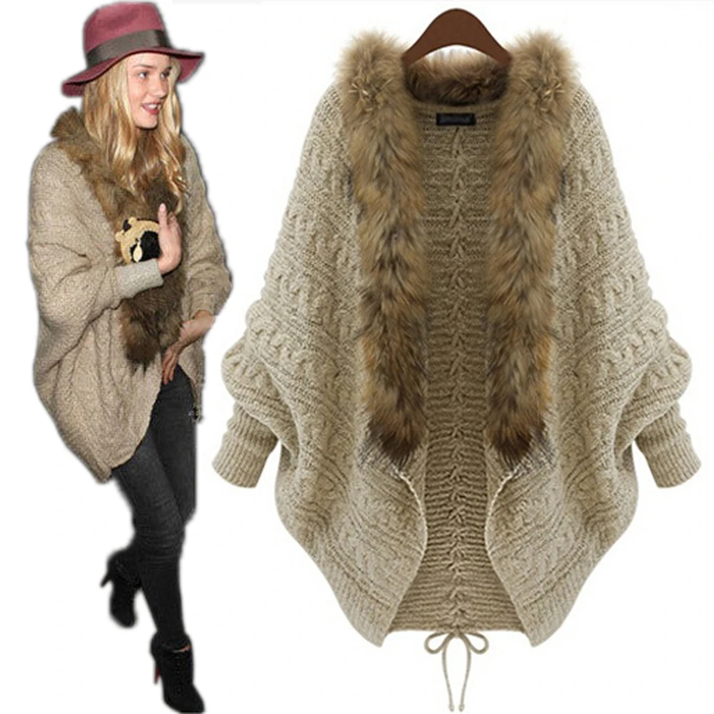 2016 Autumn Winter New Women's Sweater Long Sleeve Open Cardigan Poncho