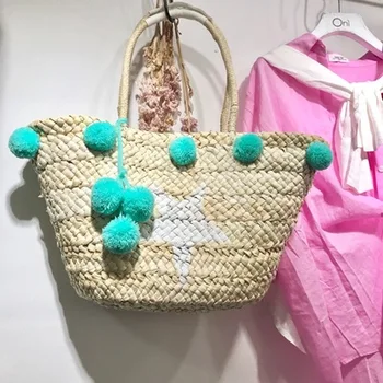 

NEW Holiday Beach Bag Embroidery Summer Large Woven Straw Bags For Women 2018 Shoulder Handbags Hobos Big Tote tassel Woven Bag