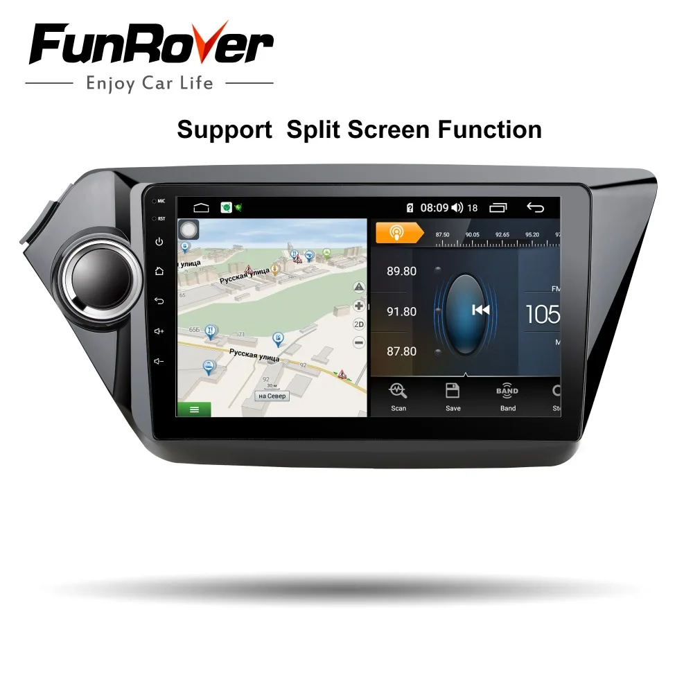 Sale Funrover 2.5D+IPS Octa Core android 9.0 car radio dvd Multimedia for Kia k2 RIO 2011-2016 car gps navigation DSP 4G 64G LTE RDS 3