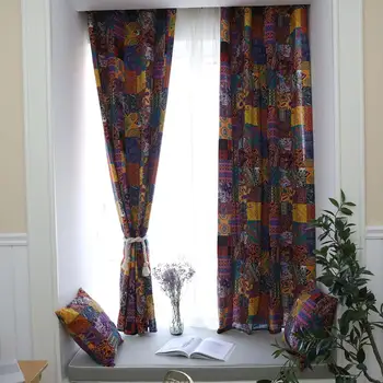 

HobbyLane Retro Bohemia Style Semi-shade Cotton Linen Curtain for Living Room Study(Punching Style)