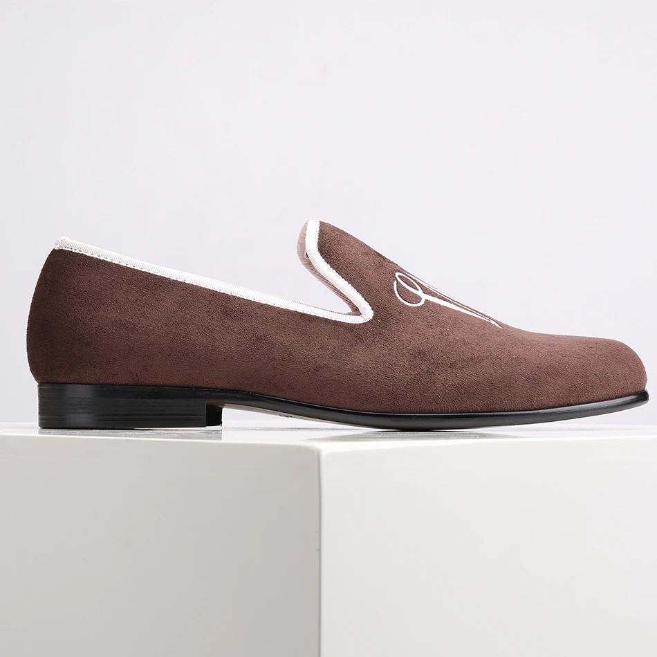 Personalizado Com Casamento Piergitar Sapatos Marrom Partido De Do Letras Camurça Novo Homens 2018 Personalidade Estilo Moda E Mocassins Bordadas Inzrw0zAT