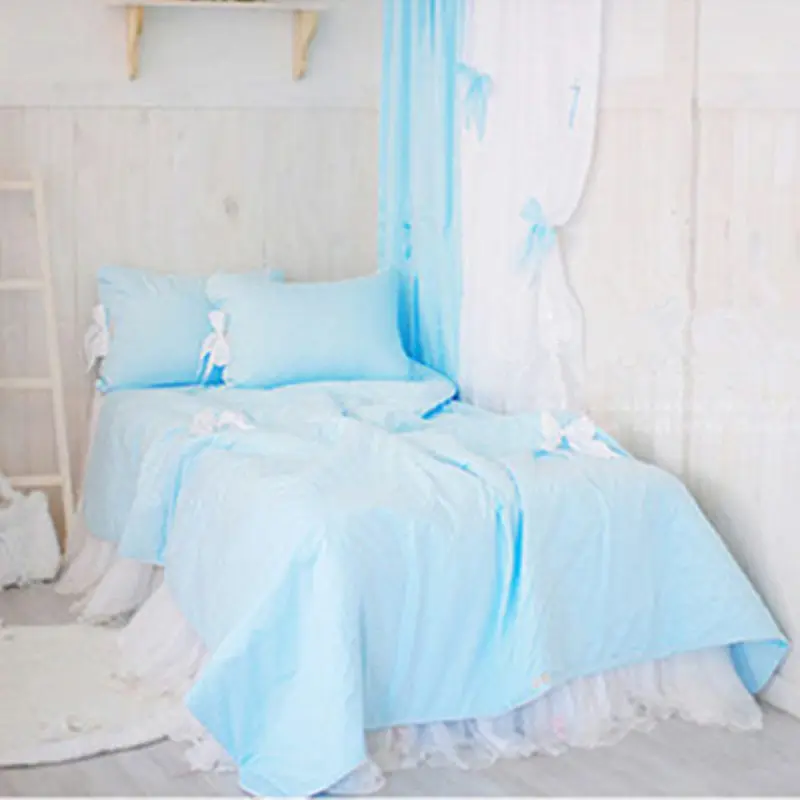 Buy American style fresh sky blue princess bedding set
