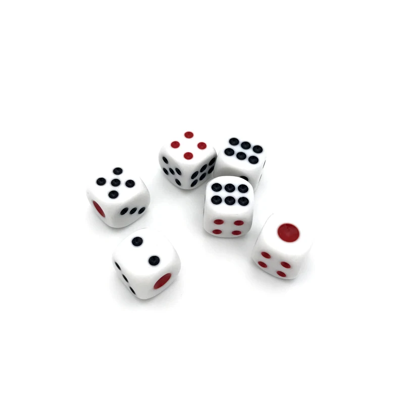 New 20Pcs/Lot High-quality 16mm Drinking Dice Red and Black Dots Rounded Corner White Dice entertainment game Dedicated qenueson New 20Pcs/Lot High-quality 16mm Drinking Dice Red and Black Dots Rounded Corner White Dice entertainment game Dedicated qenueson