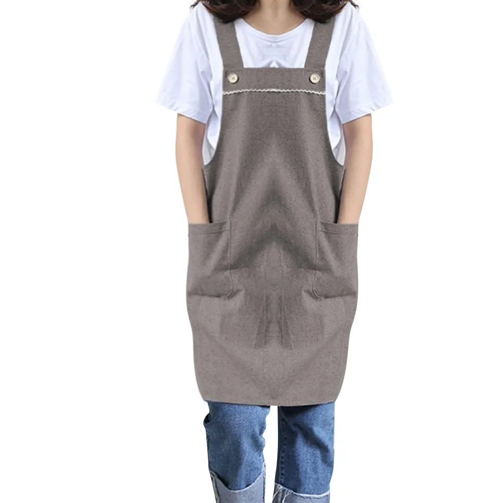

Apron Kitchen Women's Solid Camisole Simple H-type Home Sleeveless Aprons Dress Linen Cooking Bandage Strap Apron 19APR22