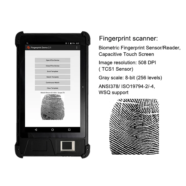 HFSECURITY планшет на Android 7 0 4 ГБ 8 дюймов с сенсорным экраном|portable fingerprint scanner|scanner