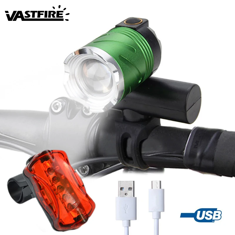 

USB Rechargeable Bike Light Set 3 Mode Powerful Lumens Bicycle Headlight Easy To Install for Road Cycling Safety Flashlight